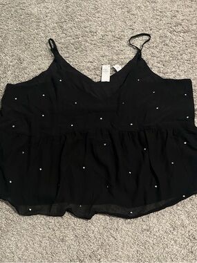Old Navy Black Beaded Spaghetti Strap Tank